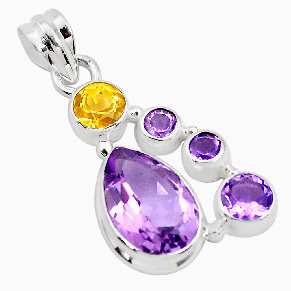 9.04cts natural purple amethyst citrine 925 sterling silver pendant p49803
