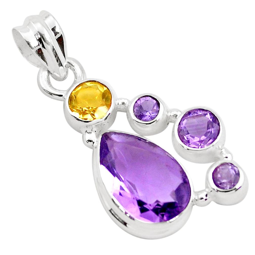 8.83cts natural purple amethyst citrine 925 sterling silver pendant p49804