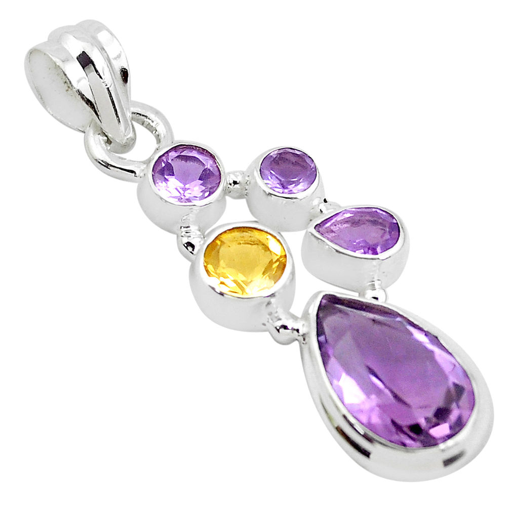 8.54cts natural purple amethyst citrine 925 sterling silver pendant p49806