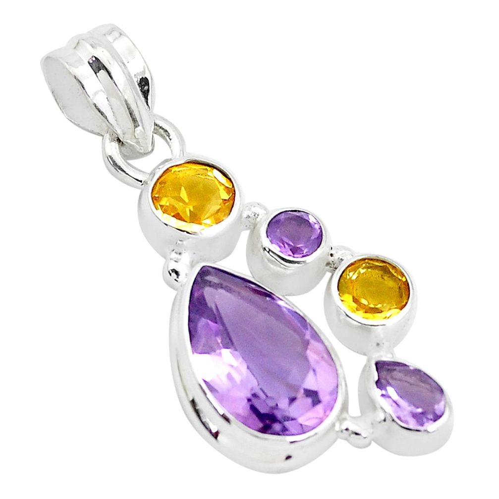 8.52cts natural purple amethyst citrine 925 sterling silver pendant p49810