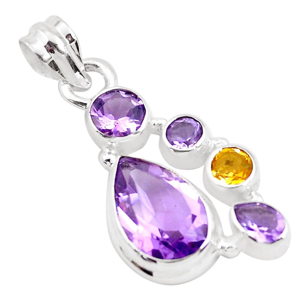 7.92cts natural purple amethyst citrine 925 sterling silver pendant p49811