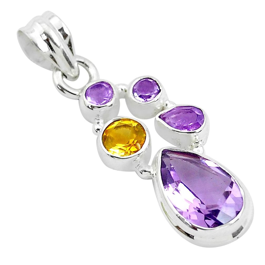 8.21cts natural purple amethyst citrine 925 sterling silver pendant p49816