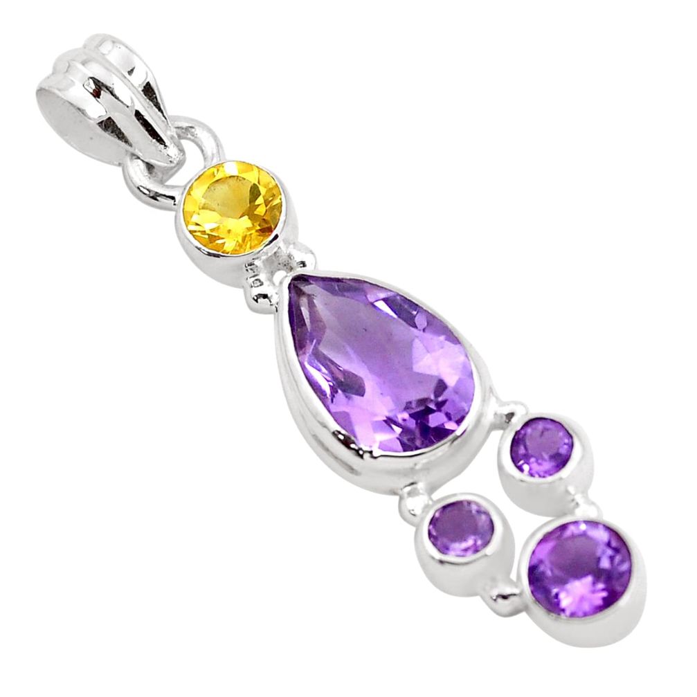 7.90cts natural purple amethyst citrine 925 sterling silver pendant p49818