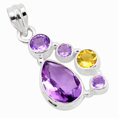 9.04cts natural purple amethyst citrine 925 sterling silver pendant p49820