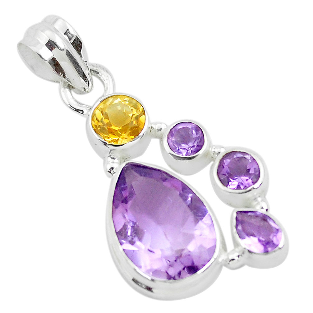 8.25cts natural purple amethyst citrine 925 sterling silver pendant p49840