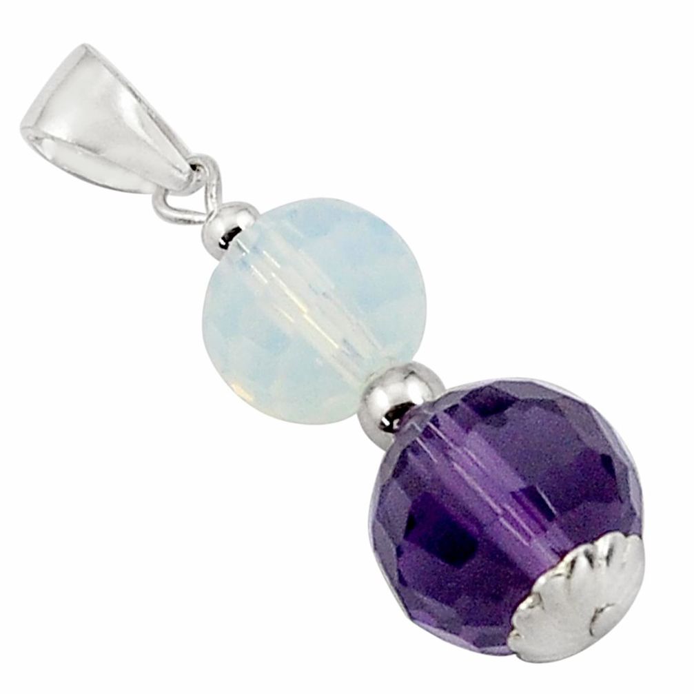 11.93cts natural purple amethyst opalite 925 sterling silver pendant c4475