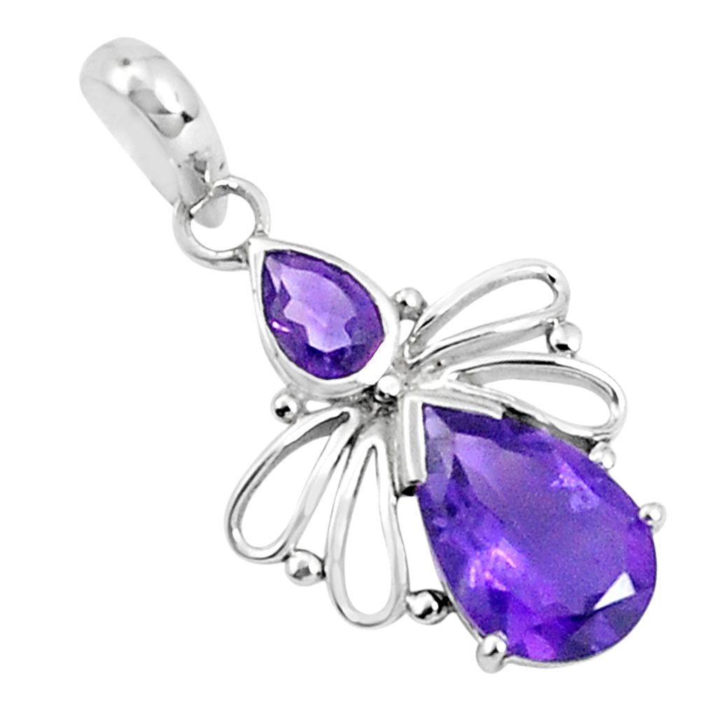 4.54cts natural purple amethyst pear 925 sterling silver pendant jewelry p36432