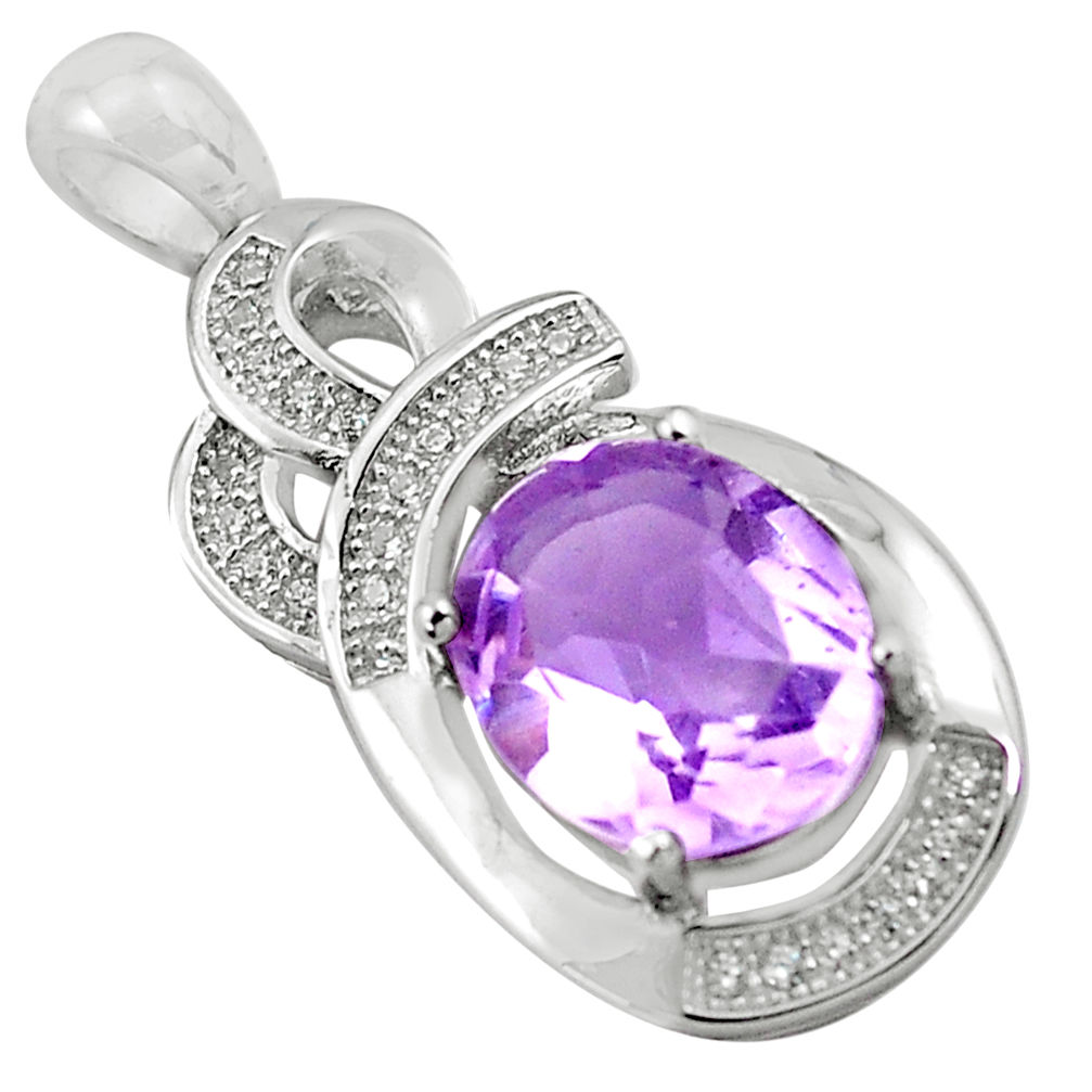 LAB 7.50cts natural purple amethyst topaz 925 sterling silver pendant jewelry c4389