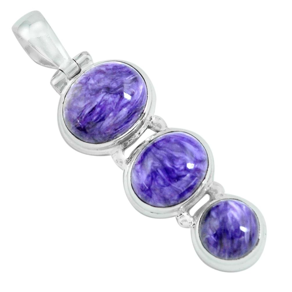 13.71cts natural purple charoite (siberian) 925 sterling silver pendant p67673