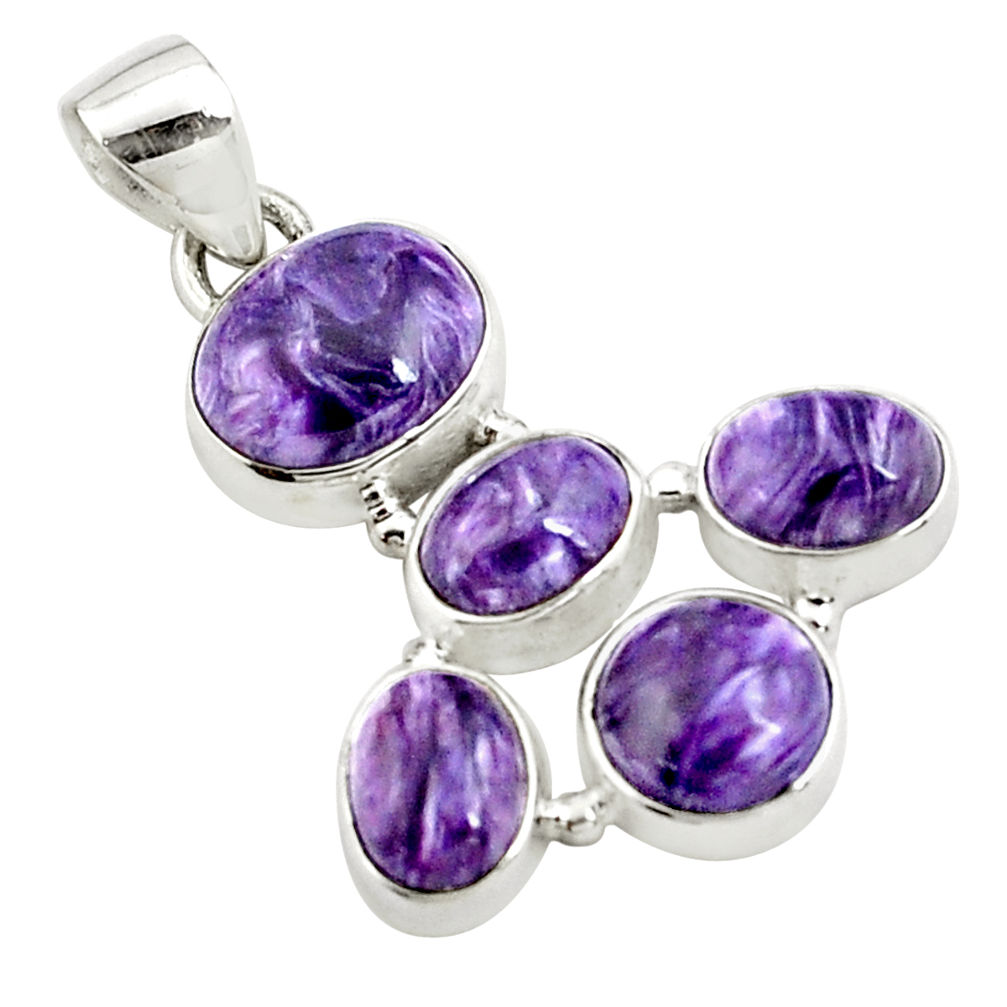 15.02cts natural purple charoite (siberian) 925 sterling silver pendant p78402