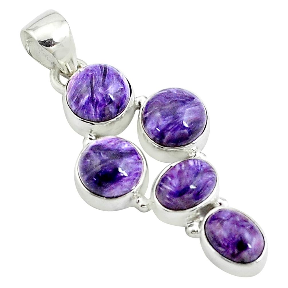 15.02cts natural purple charoite (siberian) 925 sterling silver pendant p78403