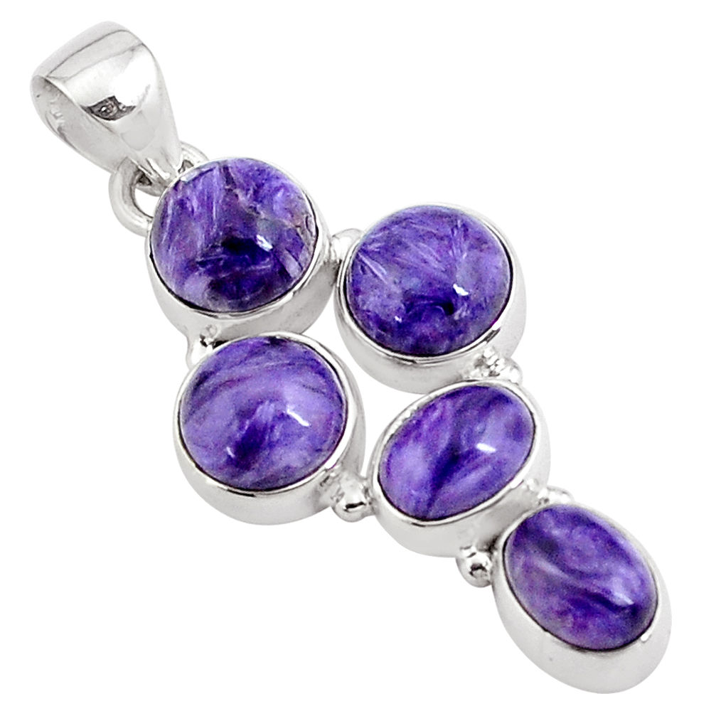 14.40cts natural purple charoite (siberian) 925 sterling silver pendant p78425