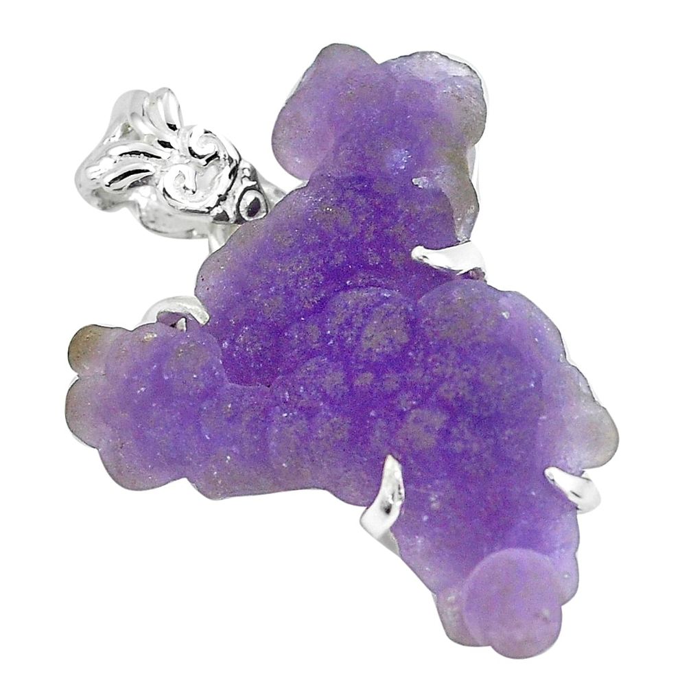 17.53cts natural purple grape chalcedony 925 sterling silver pendant p63427