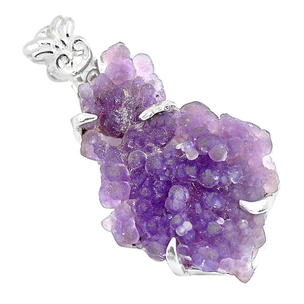 13.69cts natural purple grape chalcedony 925 sterling silver pendant p63434