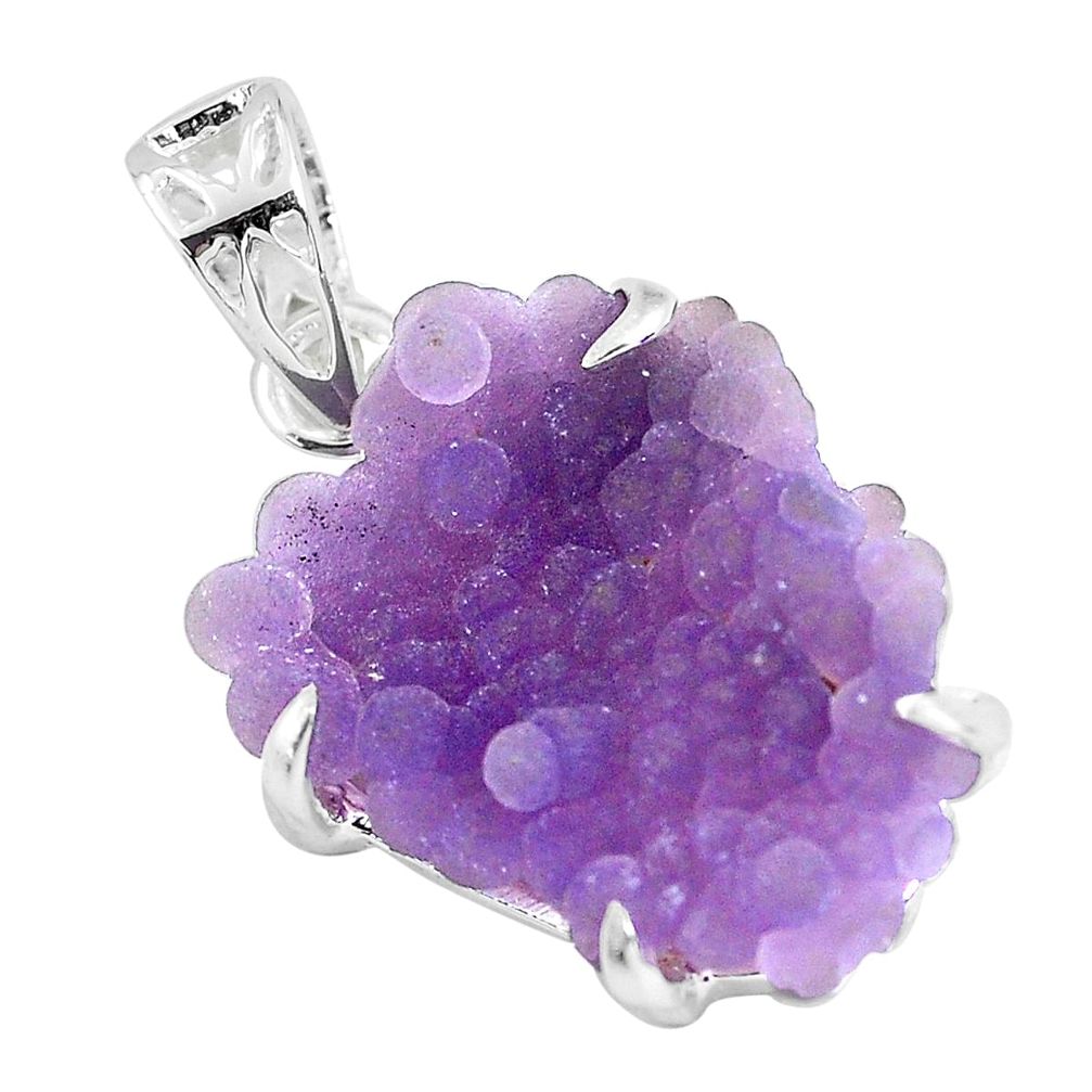 12.54cts natural purple grape chalcedony 925 sterling silver pendant p63437