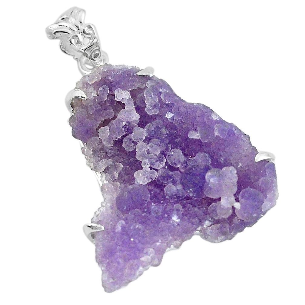 27.11cts natural purple grape chalcedony 925 sterling silver pendant p68981