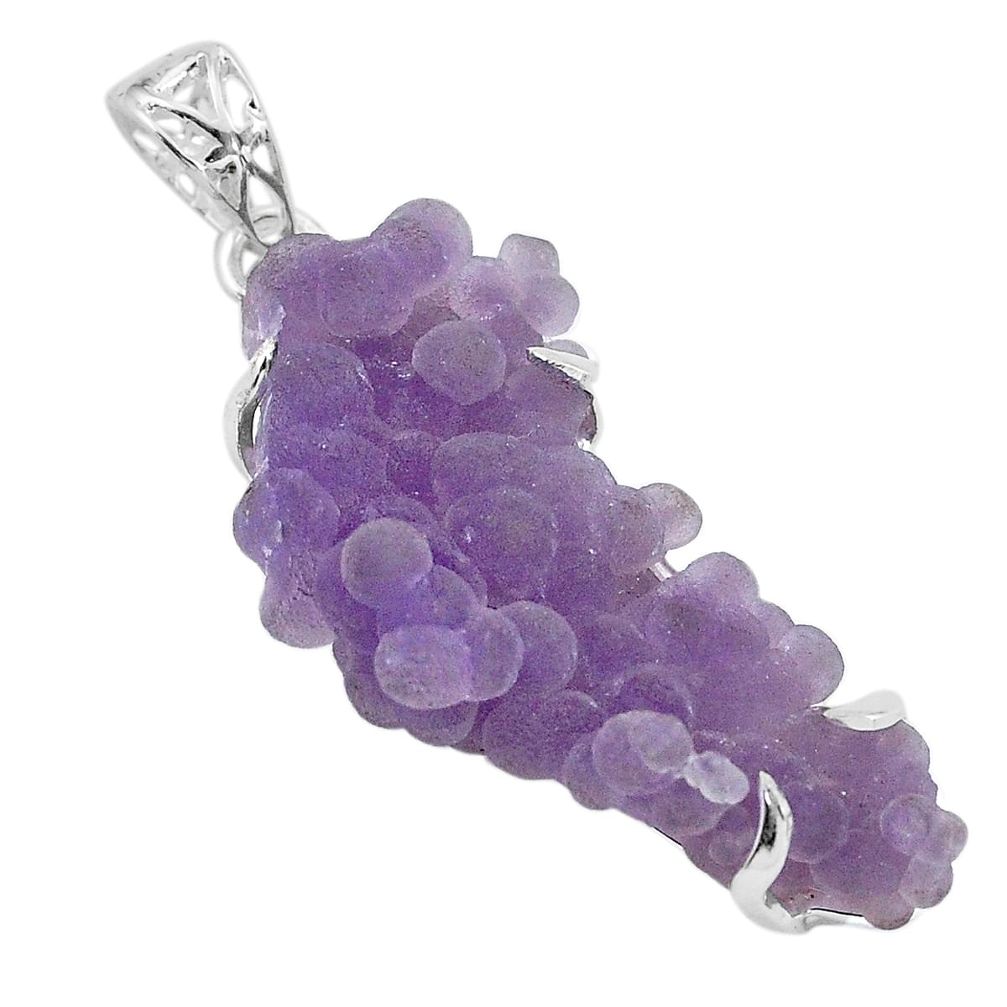 21.05cts natural purple grape chalcedony 925 sterling silver pendant p68982