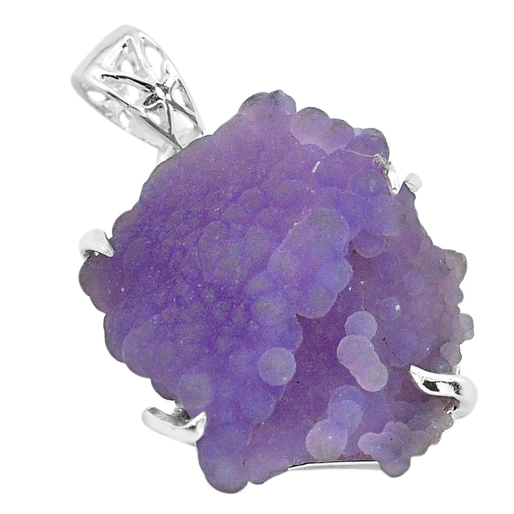 15.93cts natural purple grape chalcedony 925 sterling silver pendant p68983