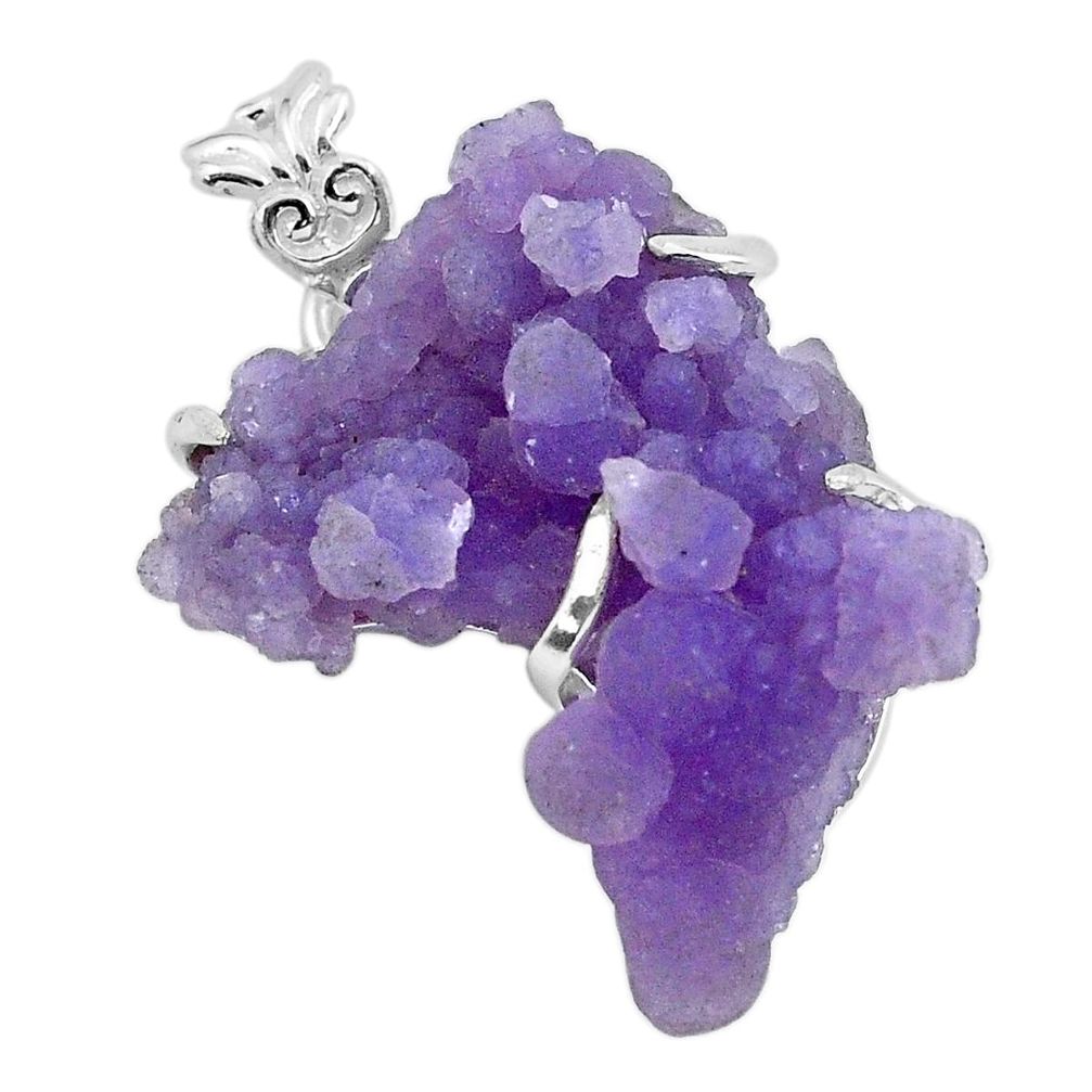 23.29cts natural purple grape chalcedony 925 sterling silver pendant p68986