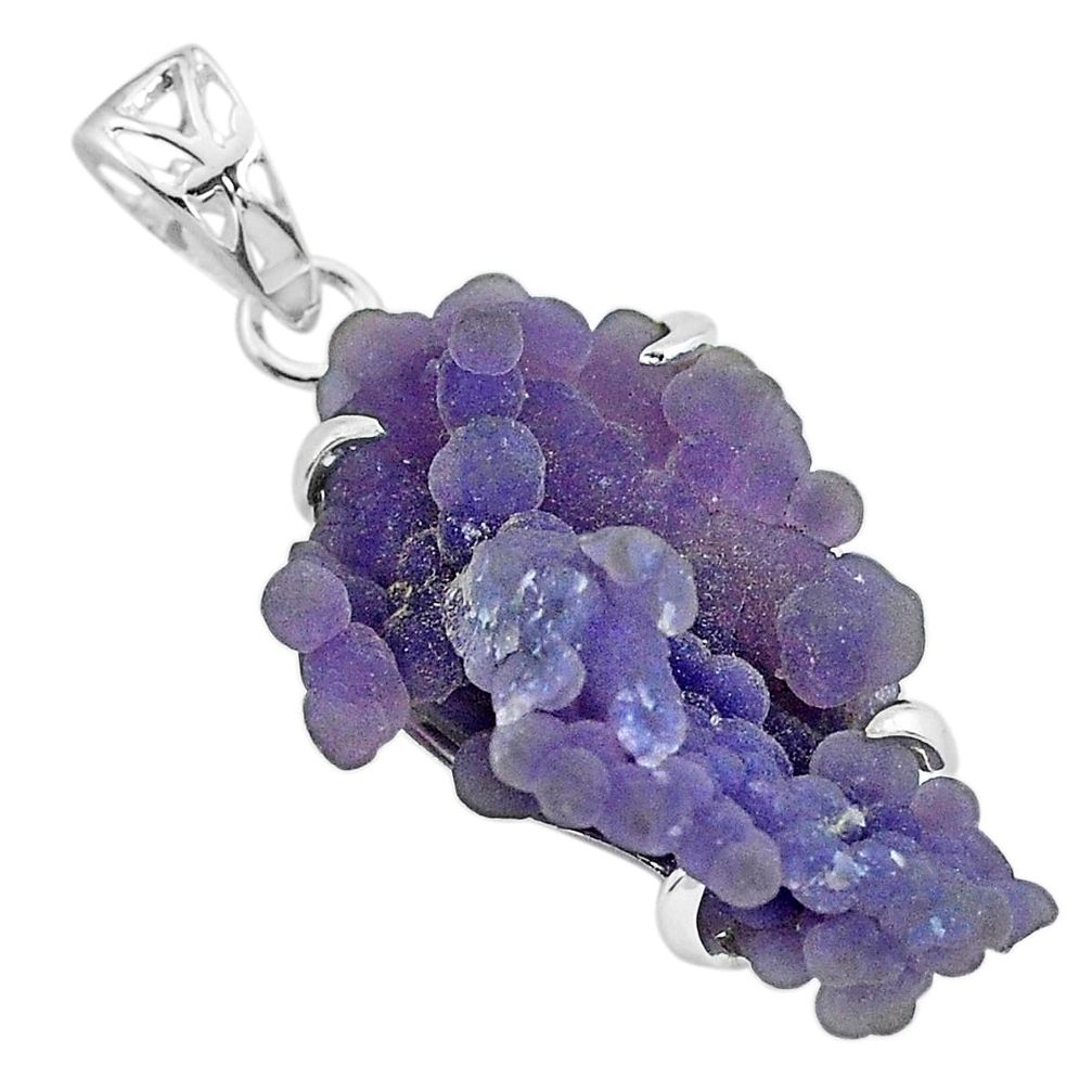 17.53cts natural purple grape chalcedony 925 sterling silver pendant p68987