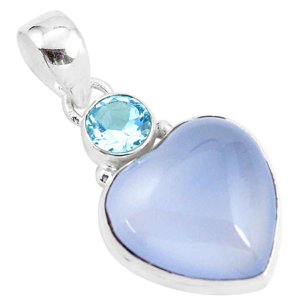 13.94cts natural purple grape chalcedony heart topaz 925 silver pendant p58802