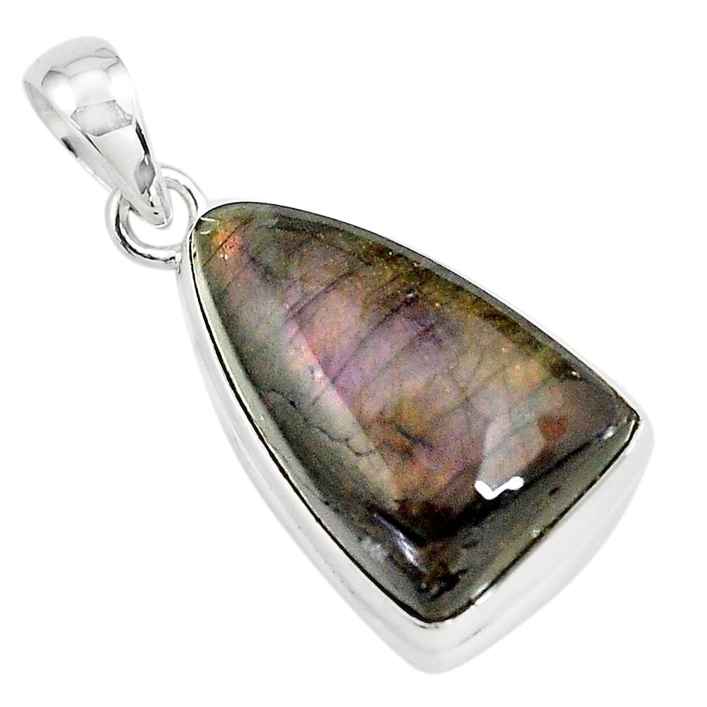 16.20cts natural purple labradorite spectrolite 925 silver pendant p80221