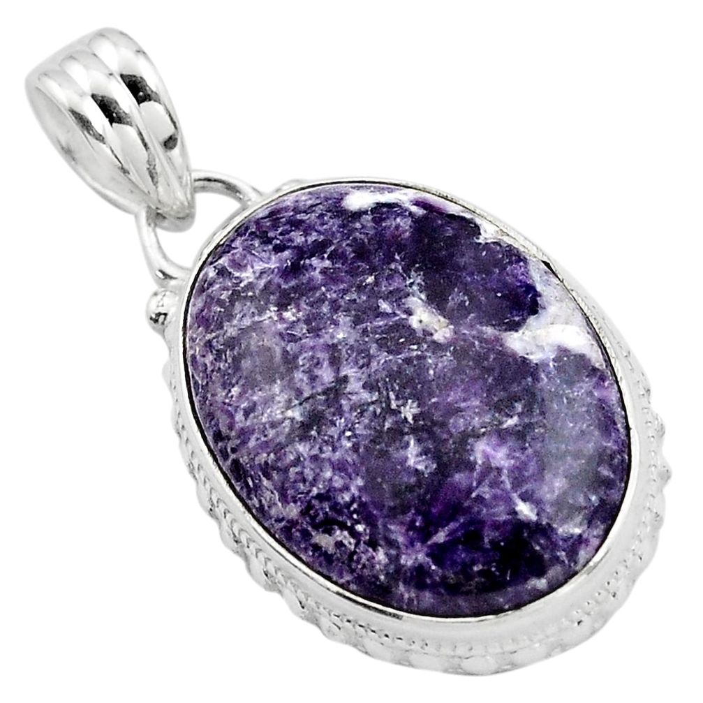 17.22cts natural purple lepidolite 925 sterling silver pendant jewelry p85522
