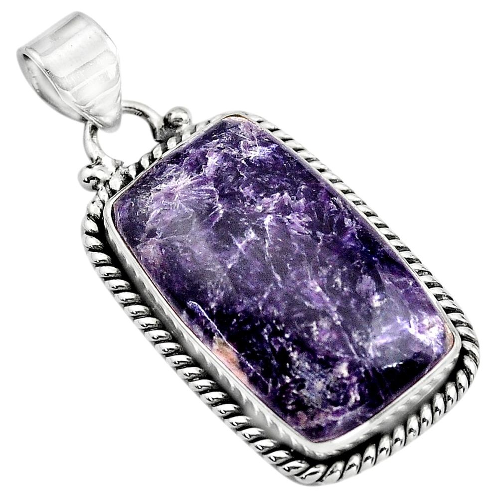20.88cts natural purple lepidolite 925 sterling silver pendant jewelry p85527