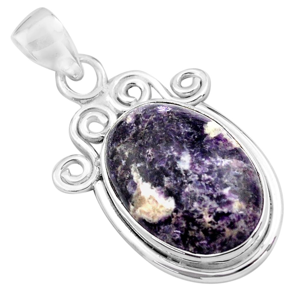 16.17cts natural purple lepidolite 925 sterling silver pendant jewelry p85554