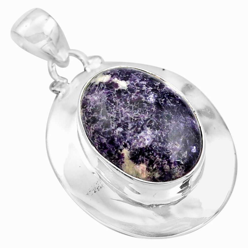 16.81cts natural purple lepidolite 925 sterling silver pendant jewelry p85560