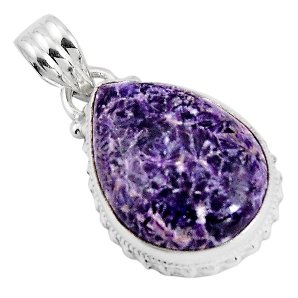 14.72cts natural purple lepidolite 925 sterling silver pendant jewelry p90499