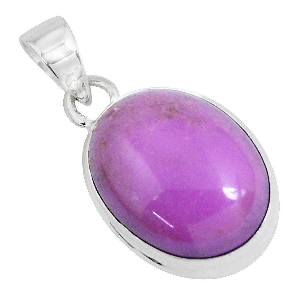 15.67cts natural purple phosphosiderite (hope stone) 925 silver pendant p49315