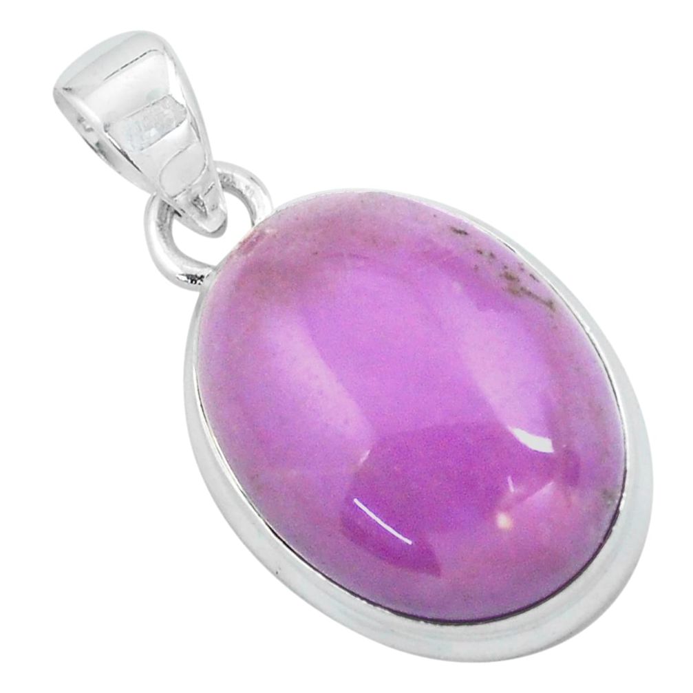 15.65cts natural purple phosphosiderite (hope stone) 925 silver pendant p59486