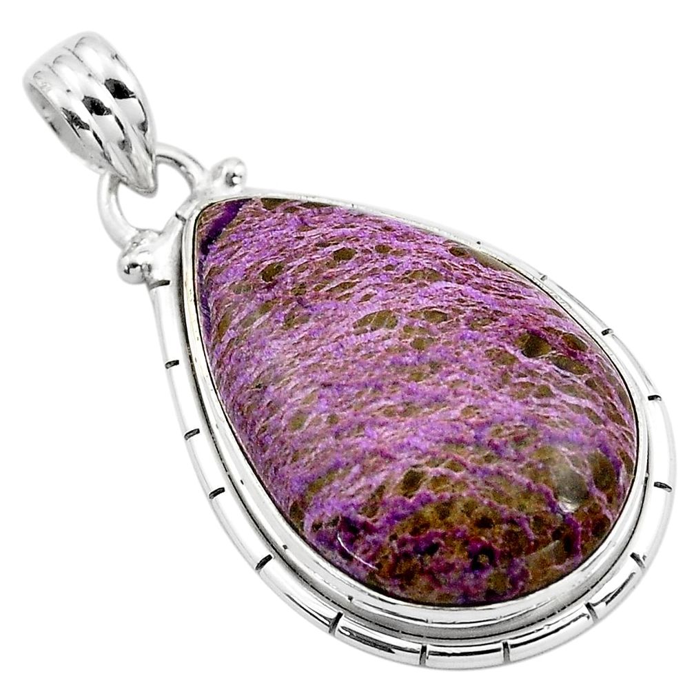 17.65cts natural purple purpurite 925 sterling silver pendant jewelry p85363