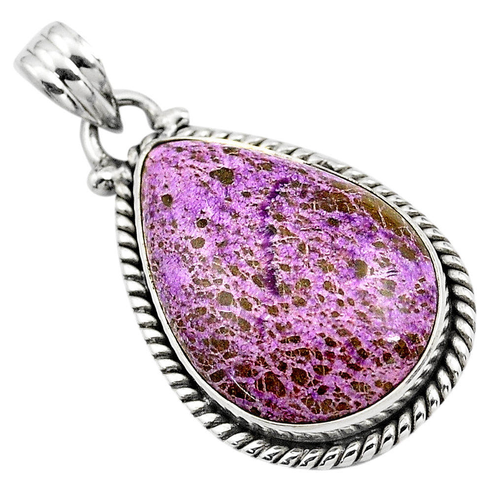 14.72cts natural purple purpurite 925 sterling silver pendant jewelry p85388