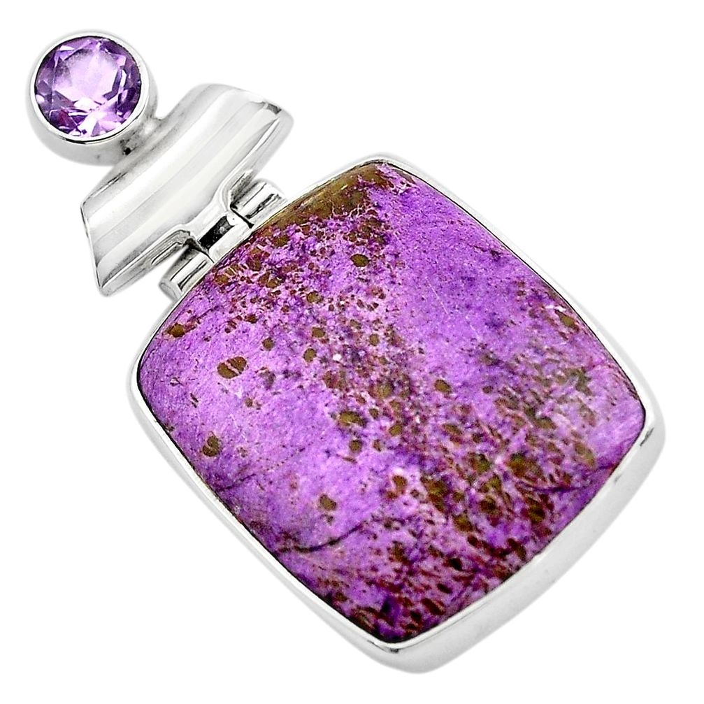 20.07cts natural purple purpurite amethyst 925 sterling silver pendant p85395