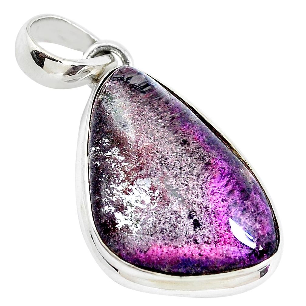 24.89cts natural purple scenic lodolite 925 sterling silver pendant p46372