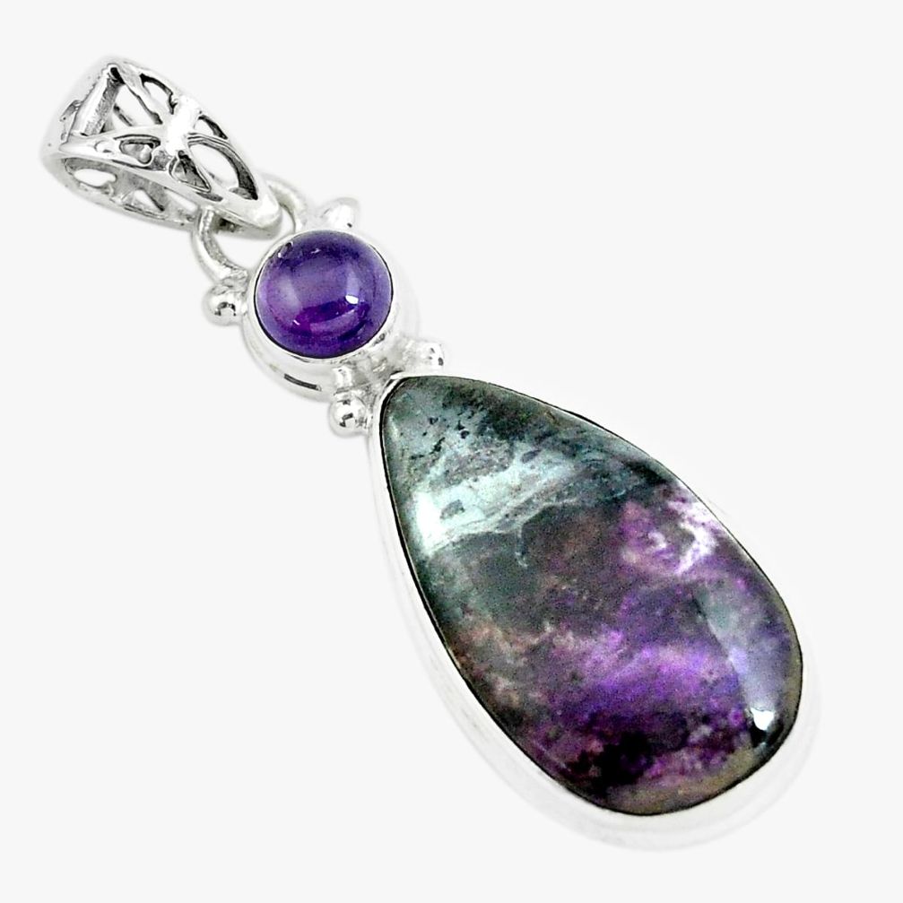 16.06cts natural purple sugilite amethyst 925 sterling silver pendant p66030