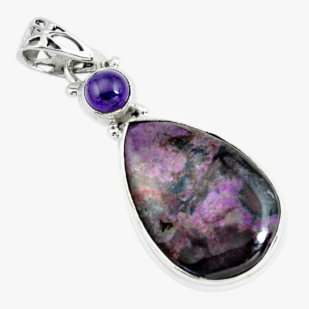 16.55cts natural purple sugilite amethyst 925 sterling silver pendant p66035