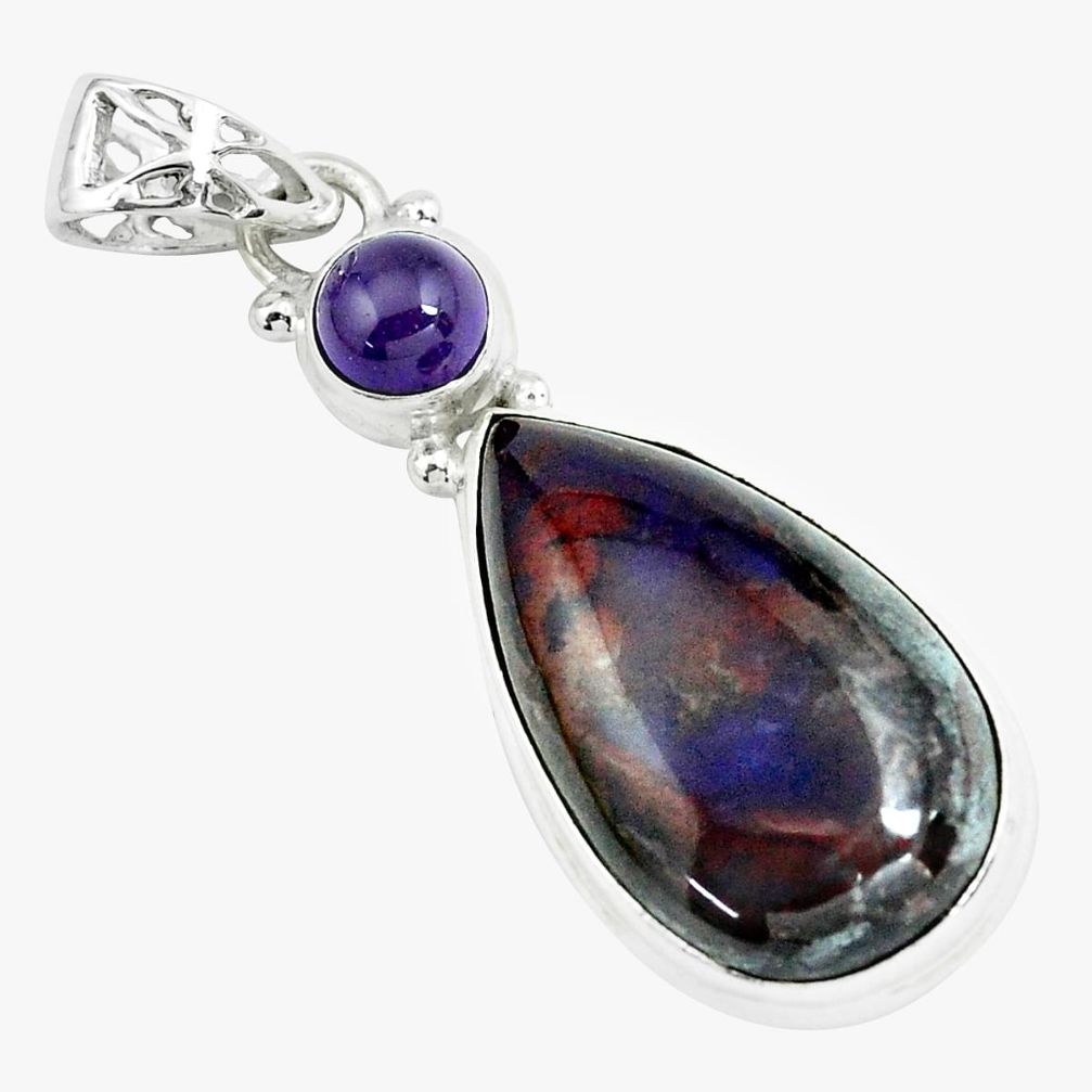 22.59cts natural purple sugilite amethyst 925 sterling silver pendant p66038