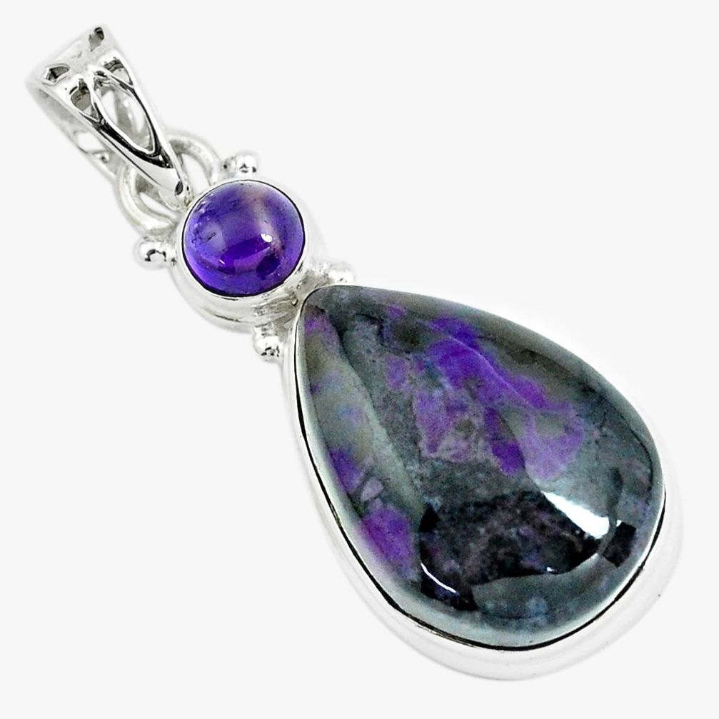 20.15cts natural purple sugilite amethyst 925 sterling silver pendant p66043