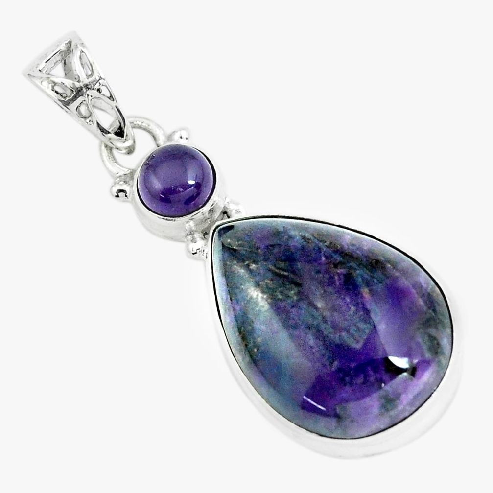 19.23cts natural purple sugilite amethyst 925 sterling silver pendant p66058