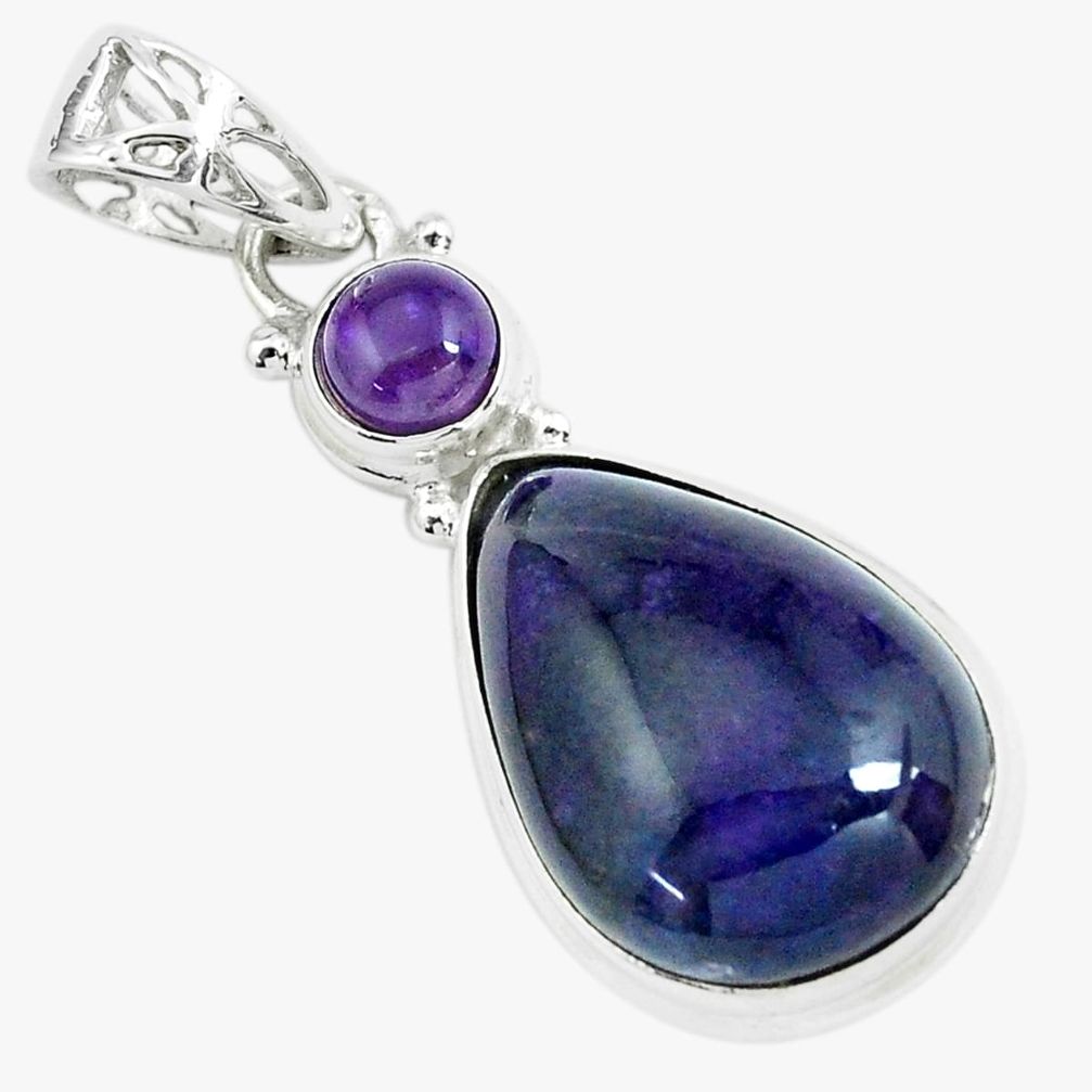 17.22cts natural purple sugilite amethyst 925 sterling silver pendant p66059