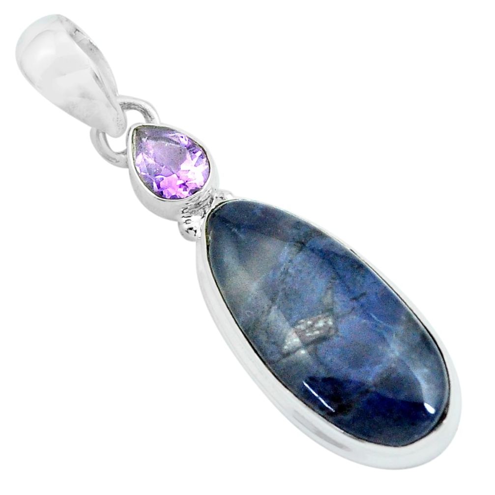 13.50cts natural purple sugilite amethyst 925 sterling silver pendant p69595