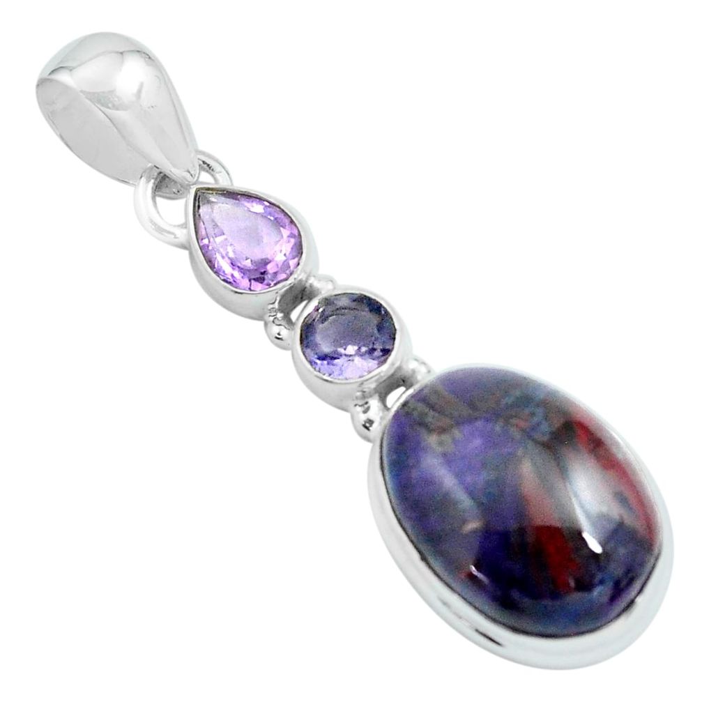 12.83cts natural purple sugilite amethyst 925 sterling silver pendant p69596