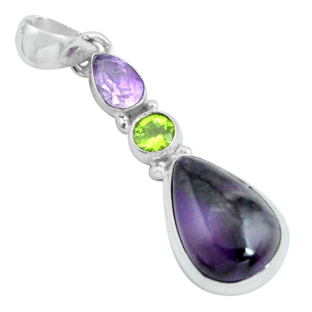 11.57cts natural purple sugilite amethyst 925 sterling silver pendant p69598