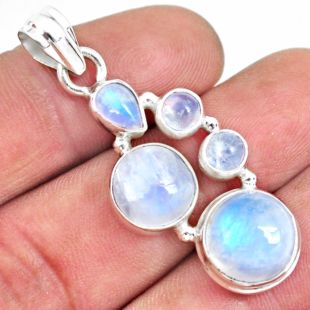 11.93cts natural rainbow moonstone 925 sterling silver pendant jewelry p33692