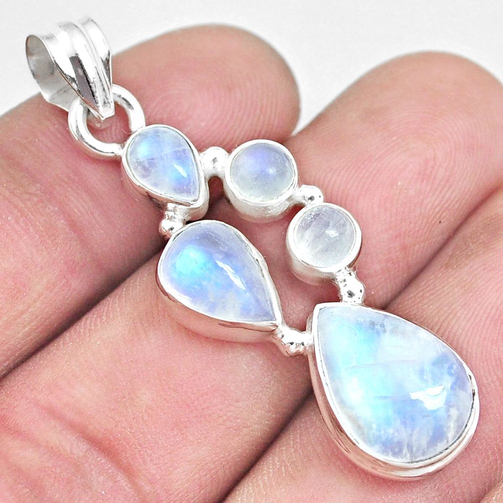 10.24cts natural rainbow moonstone 925 sterling silver pendant jewelry p33701