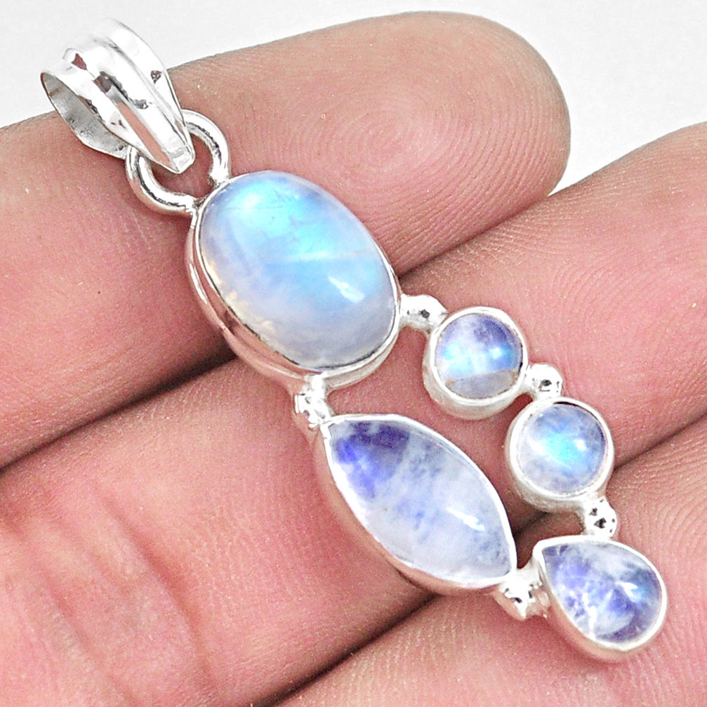 11.89cts natural rainbow moonstone 925 sterling silver pendant jewelry p33722