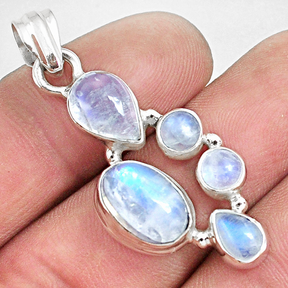 10.01cts natural rainbow moonstone 925 sterling silver pendant jewelry p33736